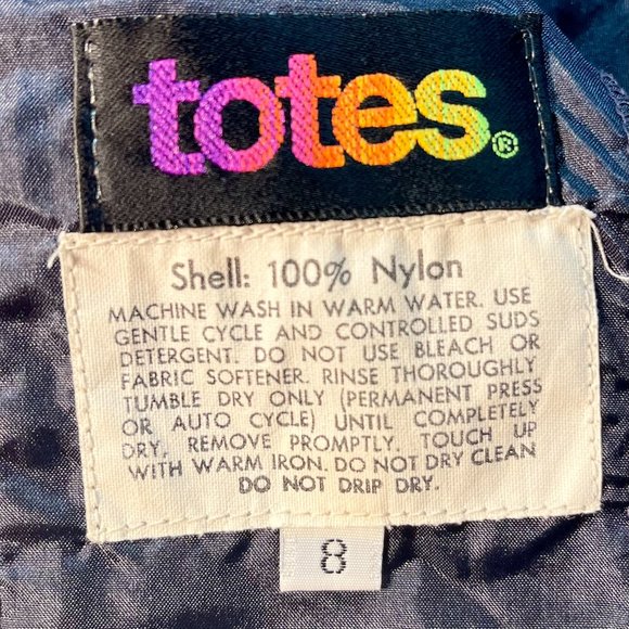 Totes Vintage Dark Navy Blue Light Weight Nylon Button Down Rain/Trench Coat - Picture 5 of 6